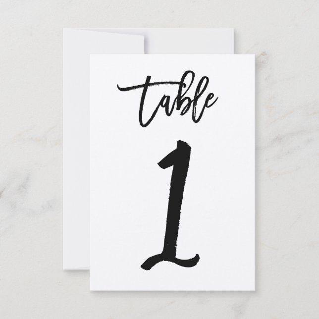 Chic Hand Letter Kraft Table Number Card | Table 1 (Front)