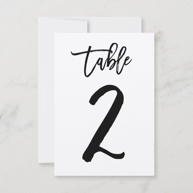 Chic Hand Letter Kraft Table Number Card | Table 2 (Front)