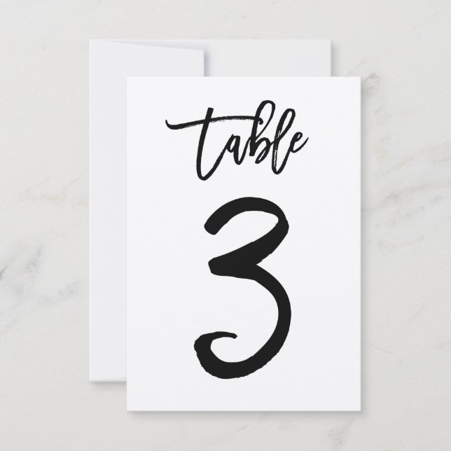 Chic Hand Letter Kraft Table Number Card | Table 3 (Front)