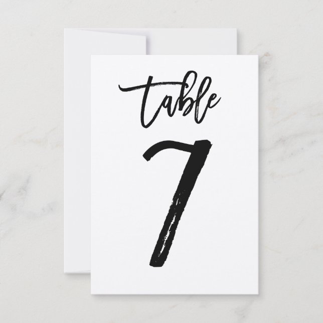 Chic Hand Letter Kraft Table Number Card | Table 7 (Front)