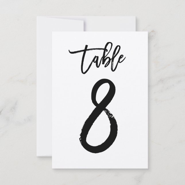 Chic Hand Letter Kraft Table Number Card | Table 8 (Front)