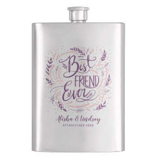 Chic Hand Lettered Best Friend Ever Personalized Flask