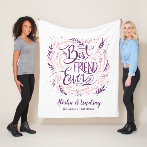 Chic Hand Lettered Best Friend Ever Personalized Fleece Blanket