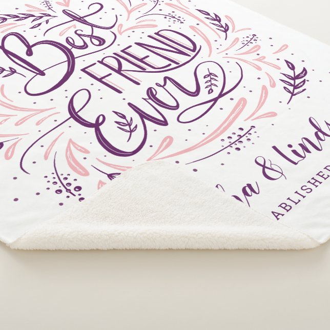 Chic Hand Lettered Best Friend Ever Personalized Sherpa Blanket (3/4)