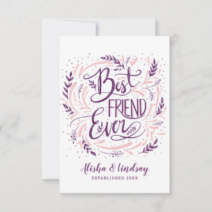 Chic Hand Lettered Best Friend Ever Personalized Thank You Card