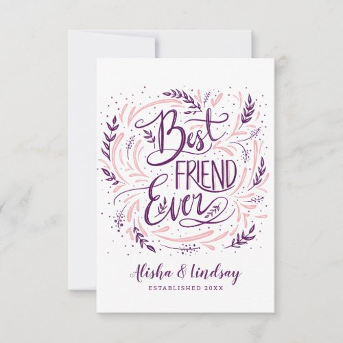 Chic Hand Lettered Best Friend Ever Personalized Thank You Card