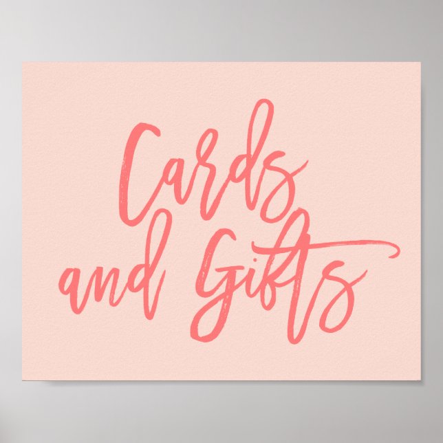 Chic Hand Lettered Coral Cards and Gifts Sign (Front)