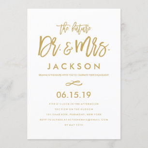 Chic Hand Lettered Dr. & Mrs. Engagement Party Invitation