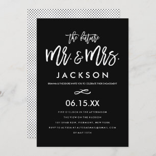 Chic Hand Lettered Engagement Party Invitation