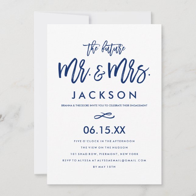 Chic Hand Lettered Engagement Party Invitation (Front)