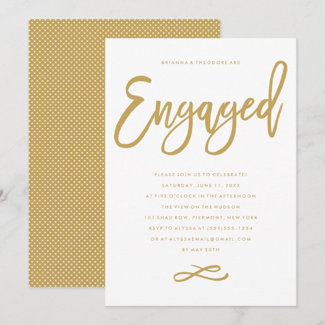 Chic Hand Lettered Engagement Party Invitation (Front/Back)