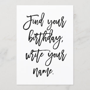 Chic Hand Lettered Find Your Birthday, Card