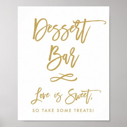 Chic Hand Lettered Gold Dessert Bar Poster