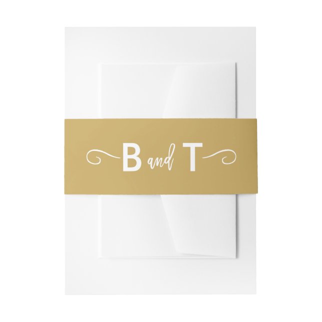 Chic Hand Lettered Gold Invitation Belly Band (Front Example)