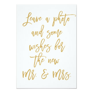 Chic Hand Lettered Gold Photo and Wishes Card