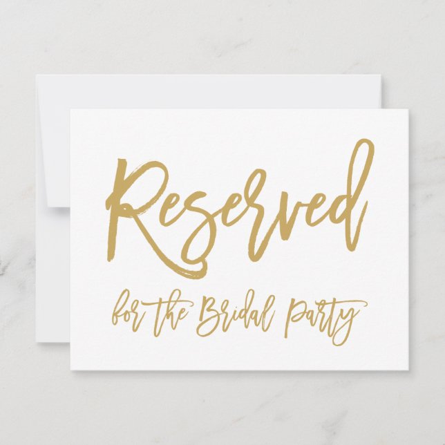 Chic Hand Lettered Gold Reserved Bridal Party Invitation (Front)