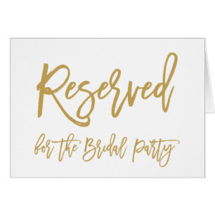 Chic Hand Lettered Gold Reserved for Bridal Party Cards