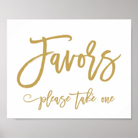 Chic Hand Lettered Gold Wedding Favors Sign