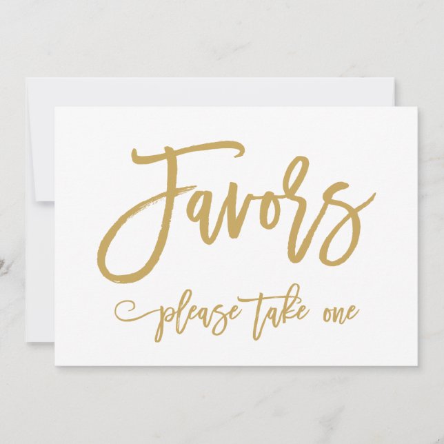 Chic Hand Lettered Gold Wedding Favors Sign Invitation (Front)