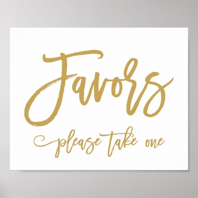Chic Hand Lettered Gold Wedding Favors Sign Poster
