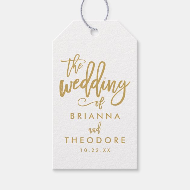 Chic Hand Lettered Gold Wedding Gift Tag