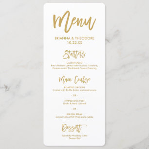 Chic Hand Lettered Gold Wedding Menu