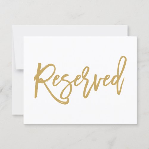 Chic Hand Lettered Gold Wedding Reserved Sign Invitation
