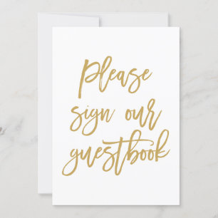 Chic Hand Lettered Gold Wedding Sign Guest Book