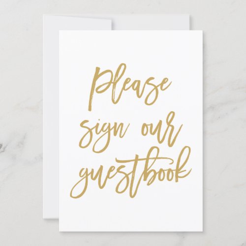 Chic Hand Lettered Gold Wedding Sign Guest Book