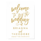 Chic Hand Lettered Gold Wedding Welcome Sign