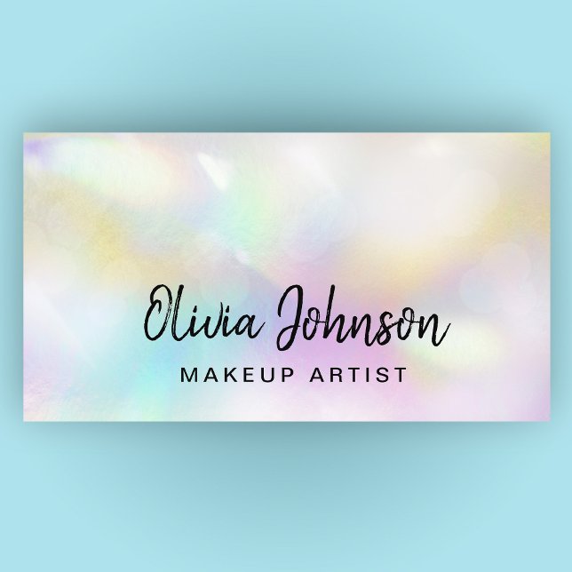 Chic Hand Lettered Holographic Opal Business Card (Creator Uploaded)