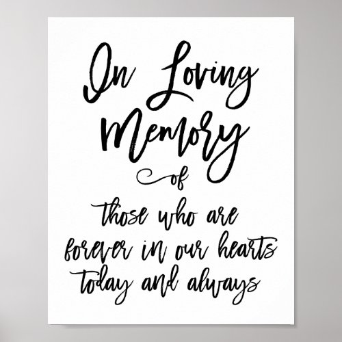 Chic Hand Lettered In Loving Memory Sign