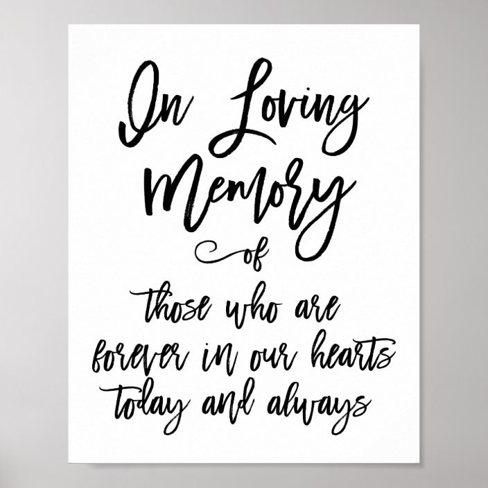 Chic Hand Lettered In Loving Memory Sign | Zazzle.com