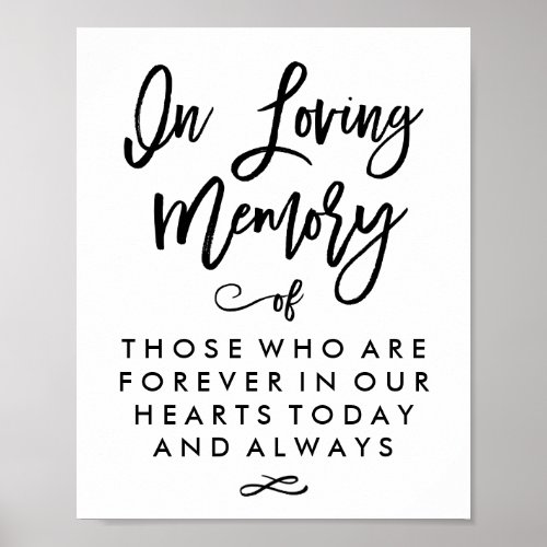 Chic Hand Lettered In Loving Memory Sign