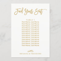Chic Hand Lettered Individual Seating Chart Gold