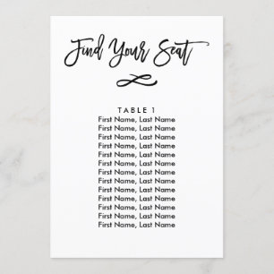 Chic Hand Lettered Individual Seating Chart Invitation