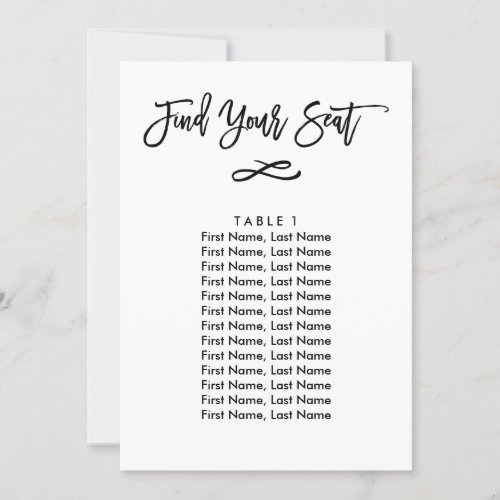 Chic Hand Lettered Individual Seating Chart Invitation