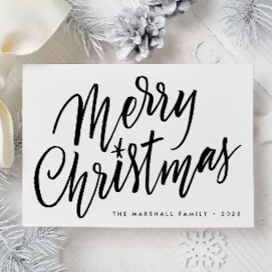 Chic Hand Lettered Merry Christmas Holiday Card