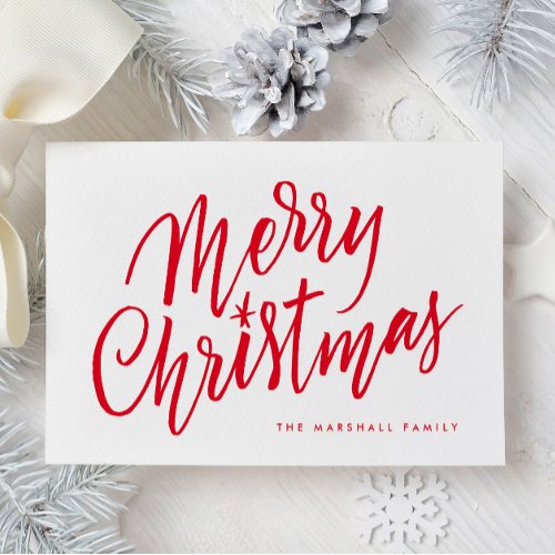 Chic Hand Lettered Merry Christmas Holiday Card