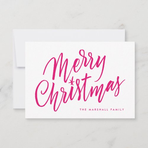 Chic Hand Lettered Merry Christmas Holiday Card
