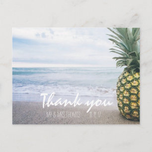 Chic Hand Lettered Pineapple Thank You Postcard
