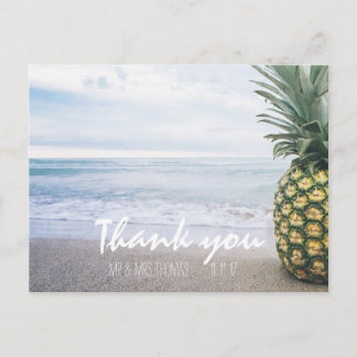 Chic Hand Lettered Pineapple Thank You Postcard