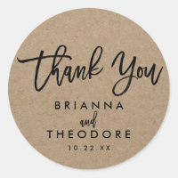 Chic Hand Lettered Rustic Thank You Favor Label