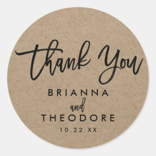 Chic Hand Lettered Rustic Thank You Favor Label