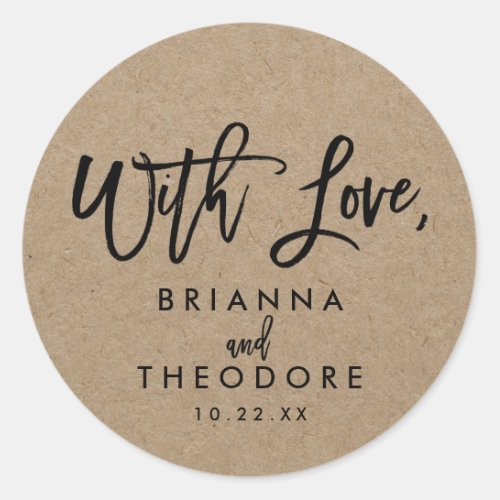 Chic Hand Lettered Rustic With Love Favor Label