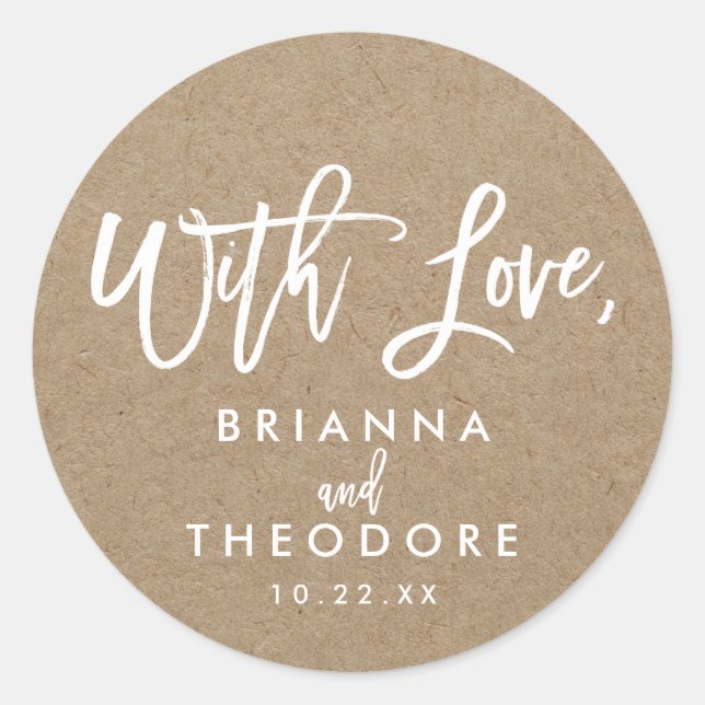Chic Hand Lettered Rustic "With Love" Favor Label (Front)