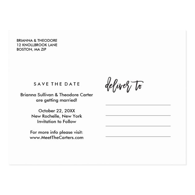 Chic Hand Lettered Save The Date Photo Collage Postcard