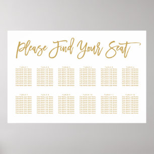 Chic Hand Lettered Seating Chart Gold