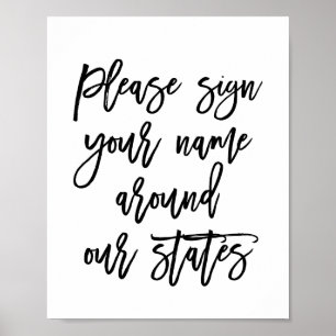 Chic Hand Lettered Sign Your Name Around States