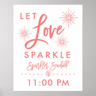 Chic Hand Lettered Sparkler Sendoff Sign Coral